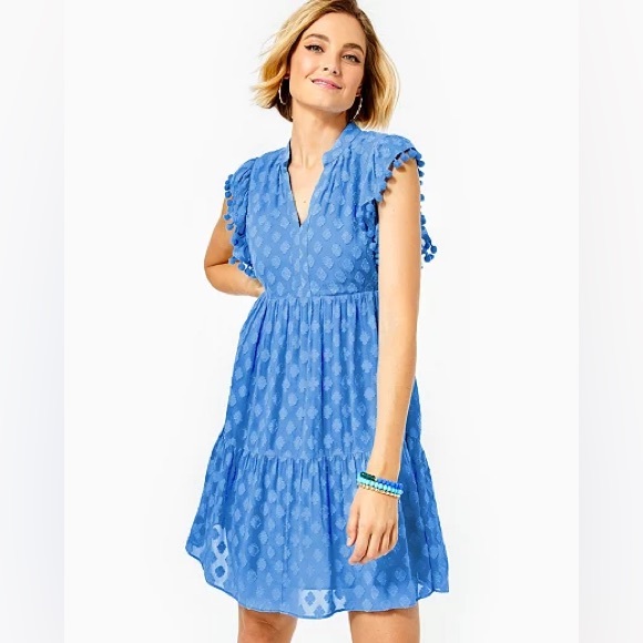 Lilly Pulitzer Dresses & Skirts - Lilly Pulitzer Arleah Blue Thistle Daiquiri Tassel Mini Dress Size 4